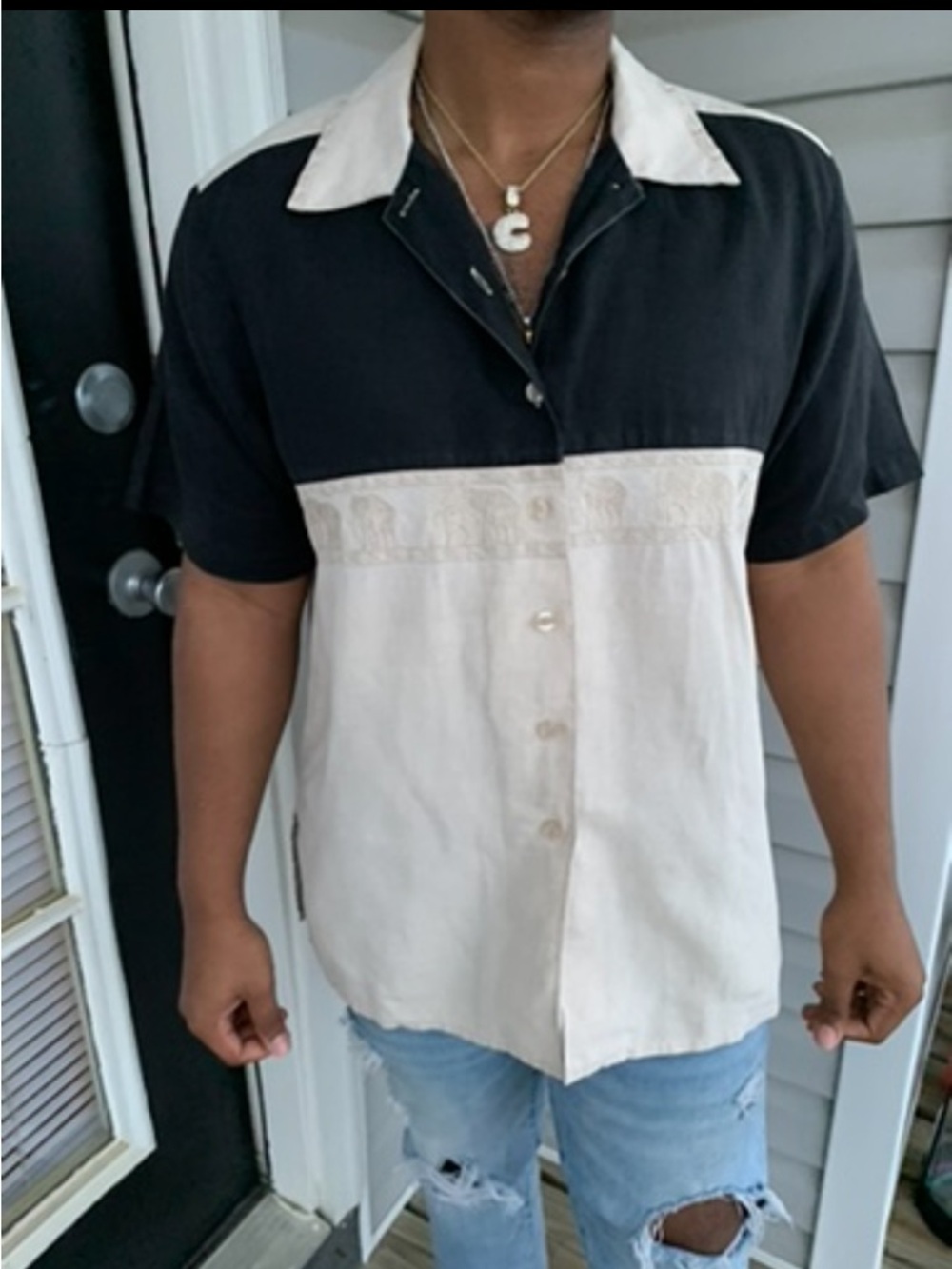 Vintage Peter Martin boho linen elephant‎ shirt top